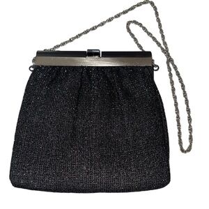 Vintage Black Silver Lame Handbag